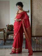 Suta Red Polka Dots Cotton Blend Saree | Grocsy