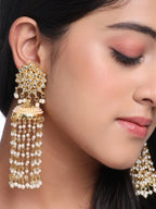 NVR Women Gold-Polished Contemporary Jhumkas Earrings | Grocsy