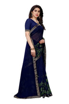 Vamika Navy Georgette Lace Work Saree (Prachi Navy) | Grocsy