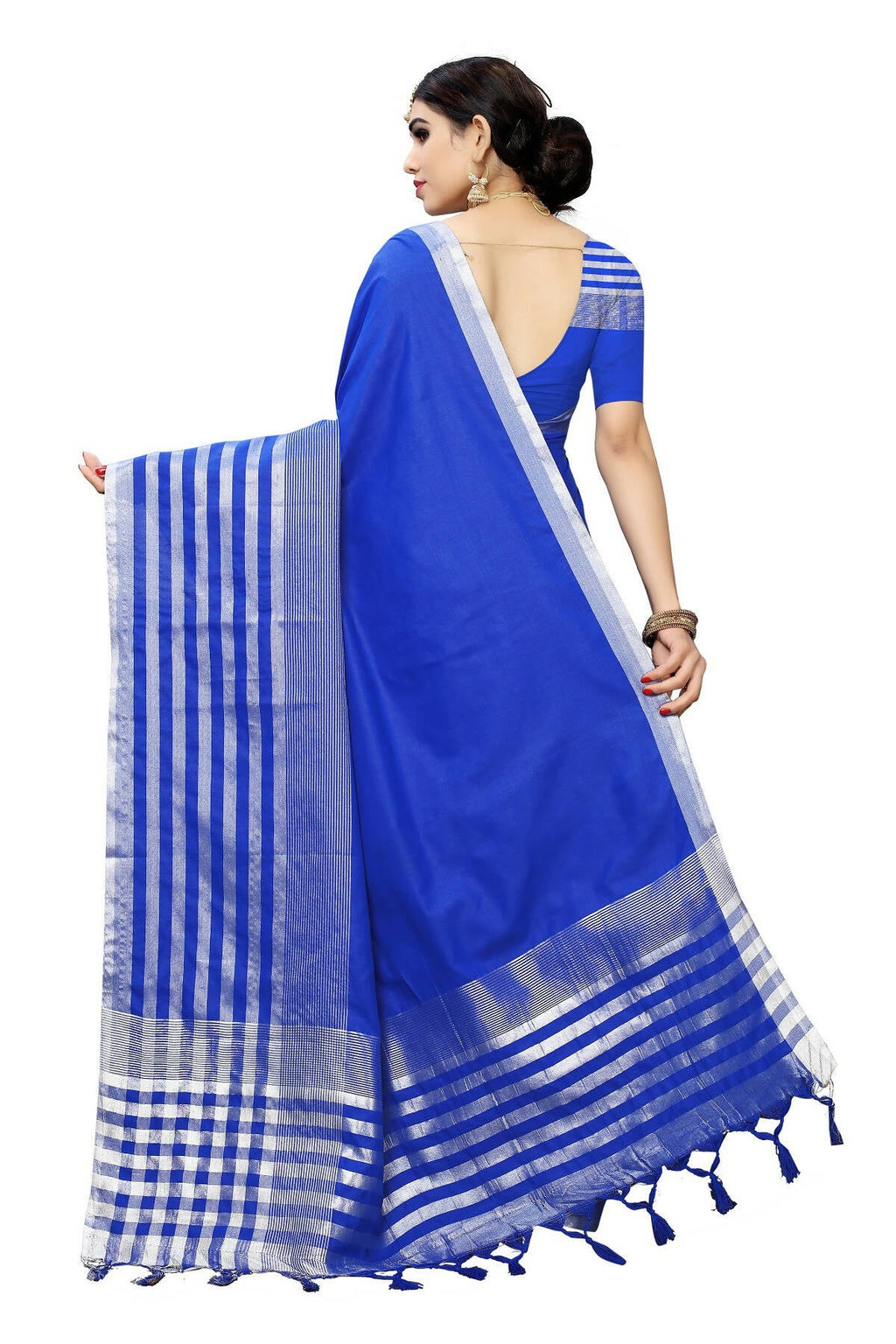 Vamika Blue Cotton Silk Weaving Saree (Twitter Royal Blue) | Grocsy