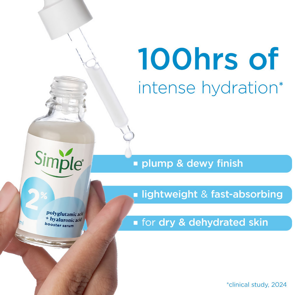 Simple 2% Hyaluronic Acid + Polyglutamic Acid Booster Serum | Grocsy