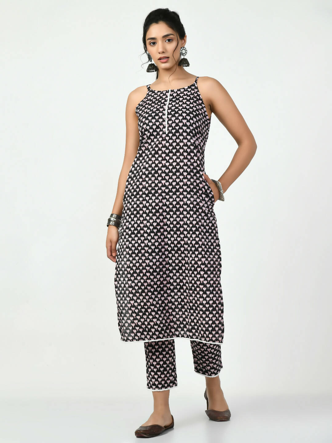 Myshka Women's Black Straight Printed Kurta | Grocsy