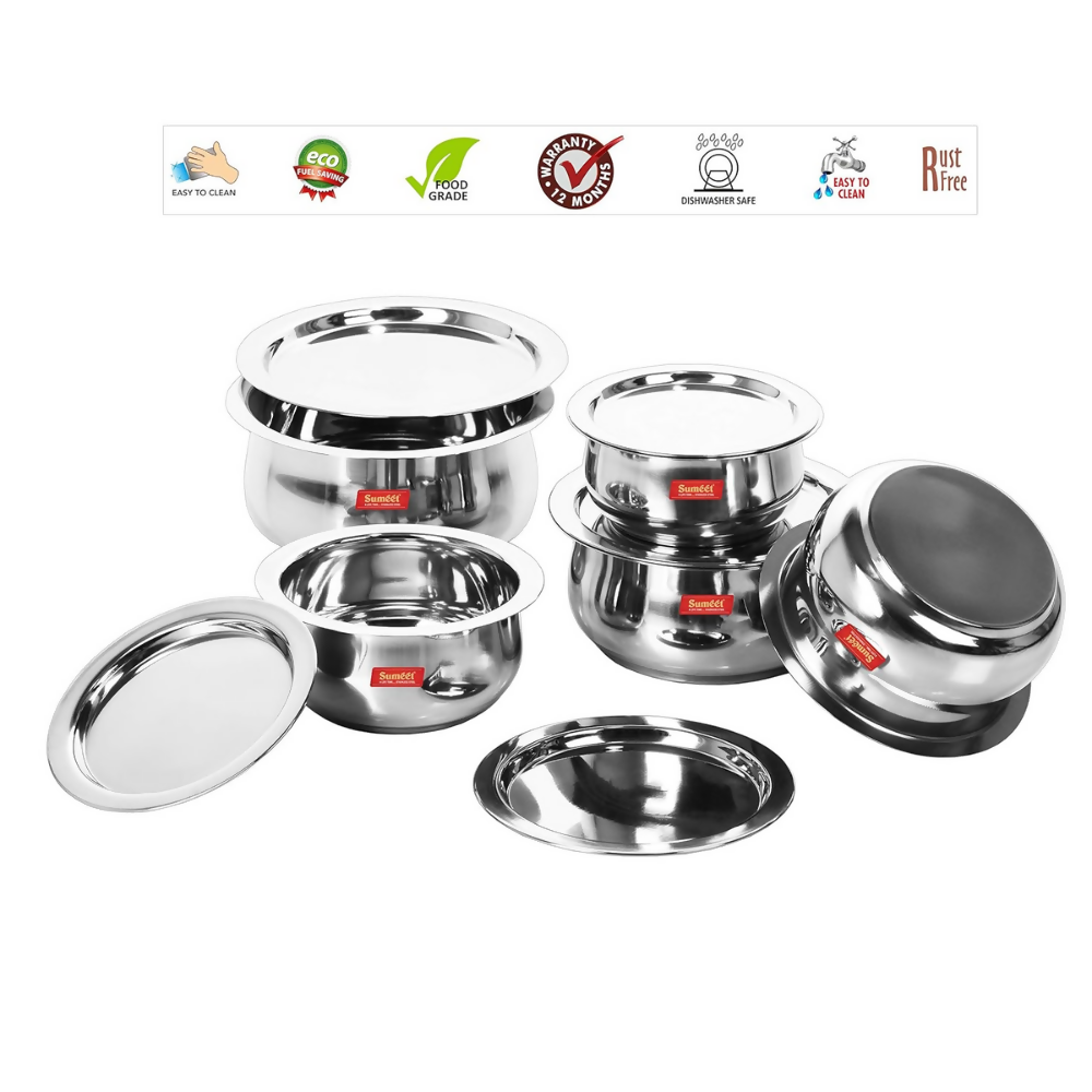 Sumeet Stainless Steel Cookware Set With Lid | Grocsy