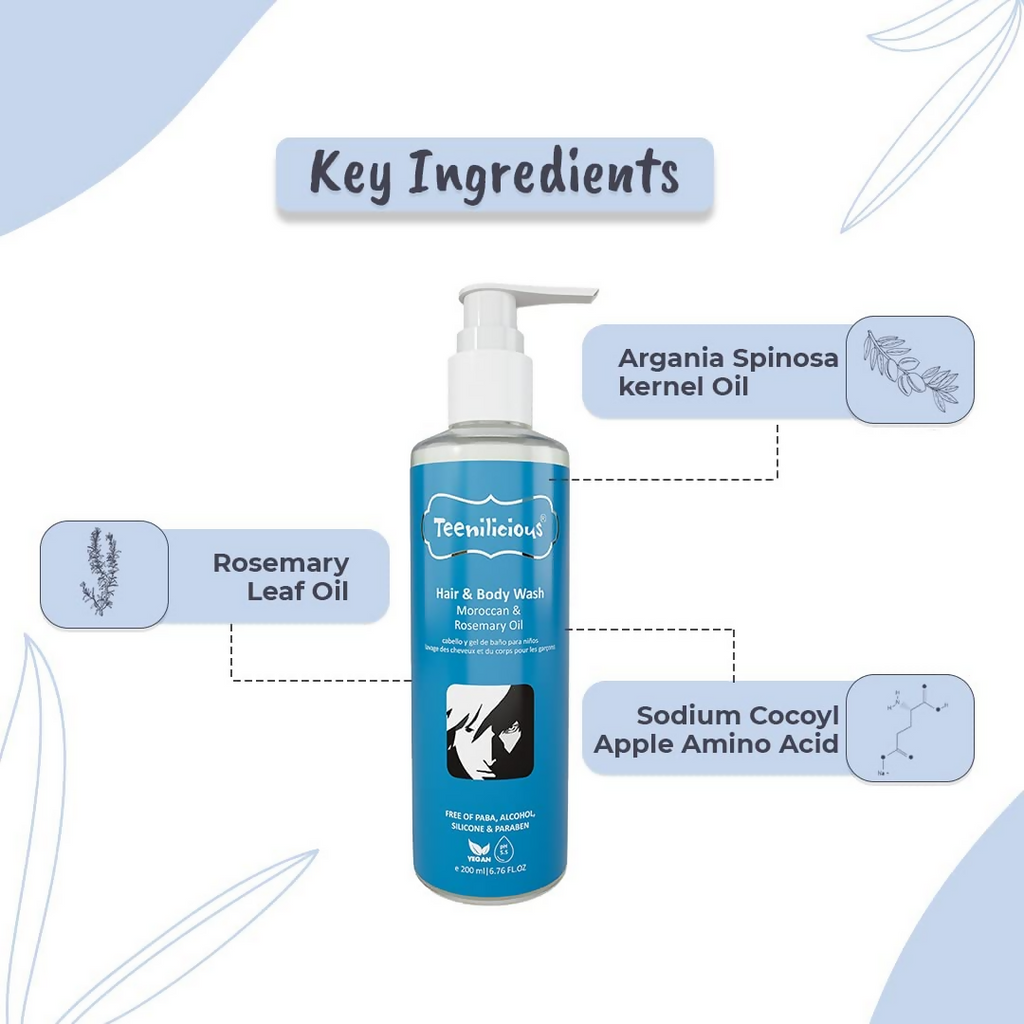 Teenilicious Hair & Body Wash With Moroccan & Rosemary Oil | Grocsy