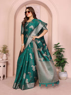 Aastha Fashion Green Soft Organza Silk Weaving Saree | Grocsy