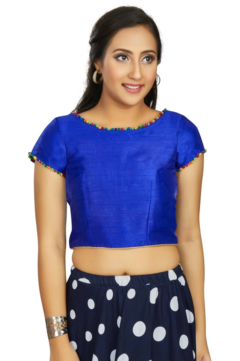 Aastha Fashion Women's Blue Art Silk Designer Party Wear Readymade Blouse | Grocsy