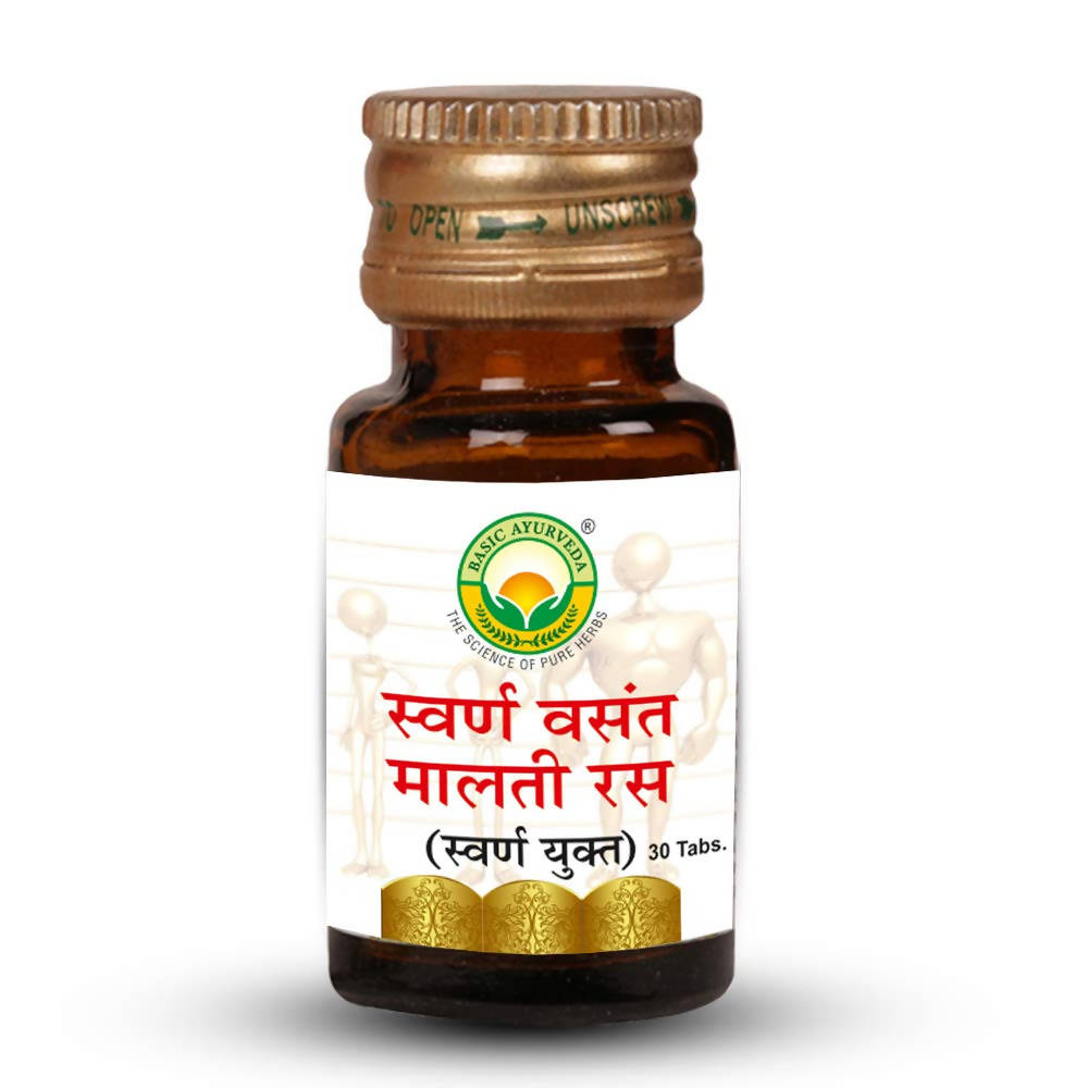 Basic Ayurveda Swarn Vasant Malti Ras (With Gold) Tablets | Grocsy