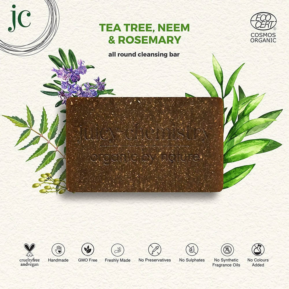 Juicy Chemistry Tea Tree, Neem & Rosemary for Anti-Bacterial Hand & Body Bar | Grocsy