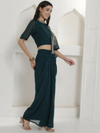 Joban Fashion Green Georgette Drape Skirt Set | Grocsy