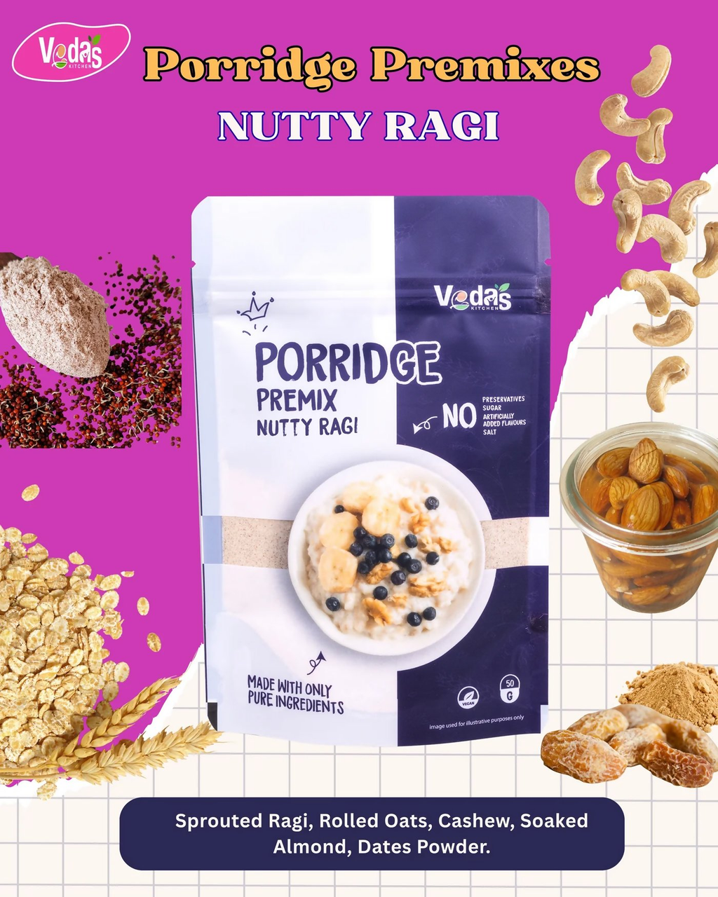 Vedas Kitchen Nutty Ragi Porridge | Grocsy
