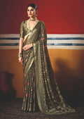 Joban Fashion Green Dull Moss Brasso Saree | Grocsy