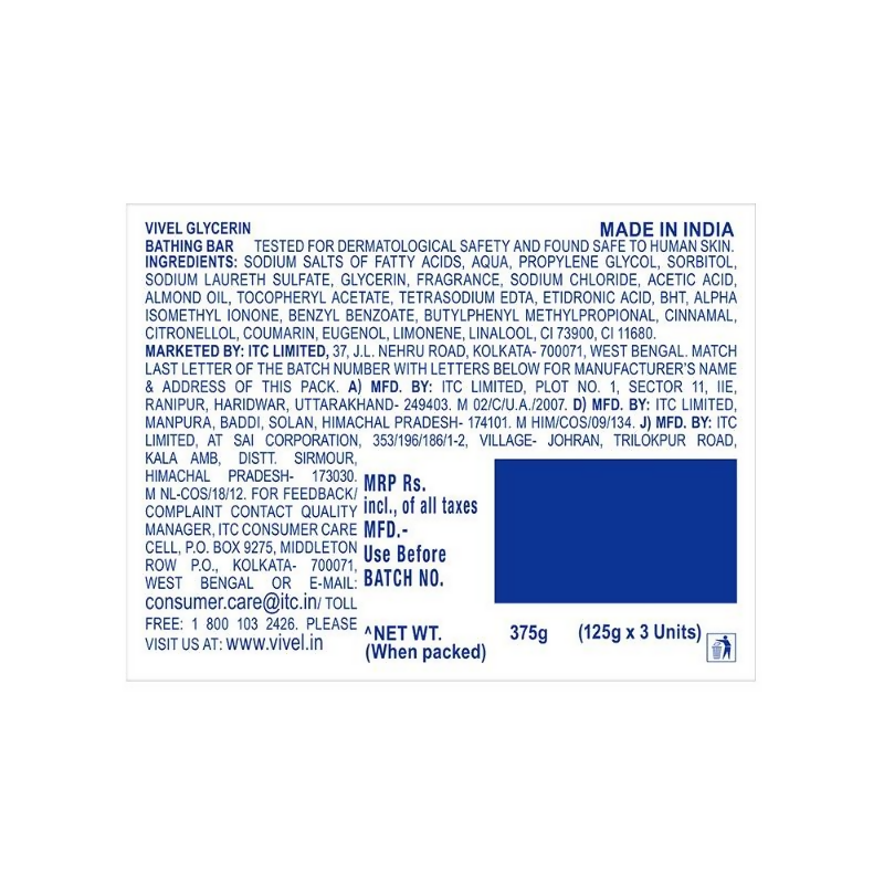 Vivel Glycerin Bathing Bar Soap For Soft Moisturized Skin | Grocsy