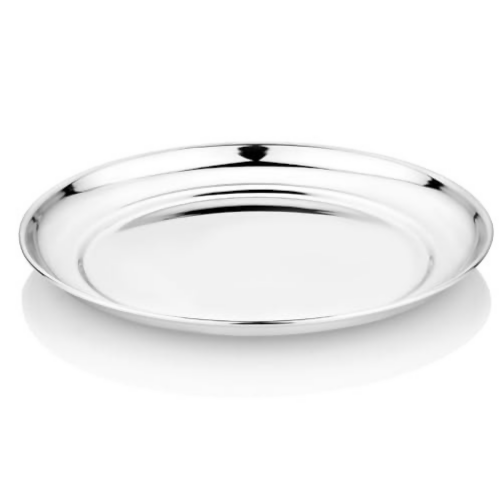 Vinod Stainless Steel Rajbhog Plate, Lunch & Dinner Plate - 28.5 cm | Grocsy