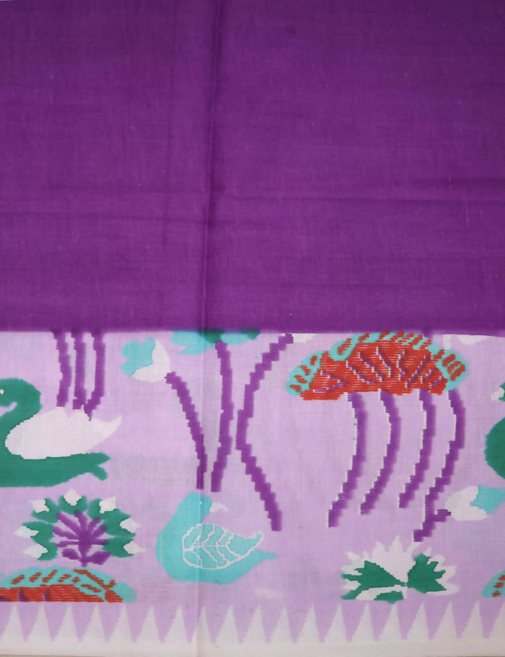 Shades Of Lavender And Purple Pure Munga Cotton Block Print Saree By Gayathri Reddy Designer Studio | Grocsy