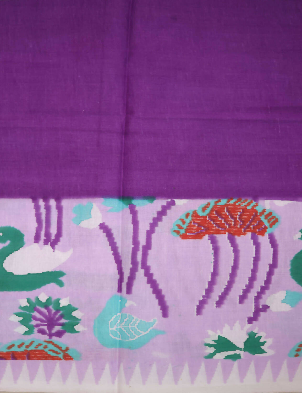Shades Of Lavender And Purple Pure Munga Cotton Block Print Saree By Gayathri Reddy Designer Studio | Grocsy