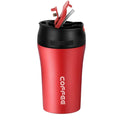 Wosta Reusable Travel Spill Proof Coffee Mug with Lid and Straw Tumbler - 400ml (Red) | Grocsy