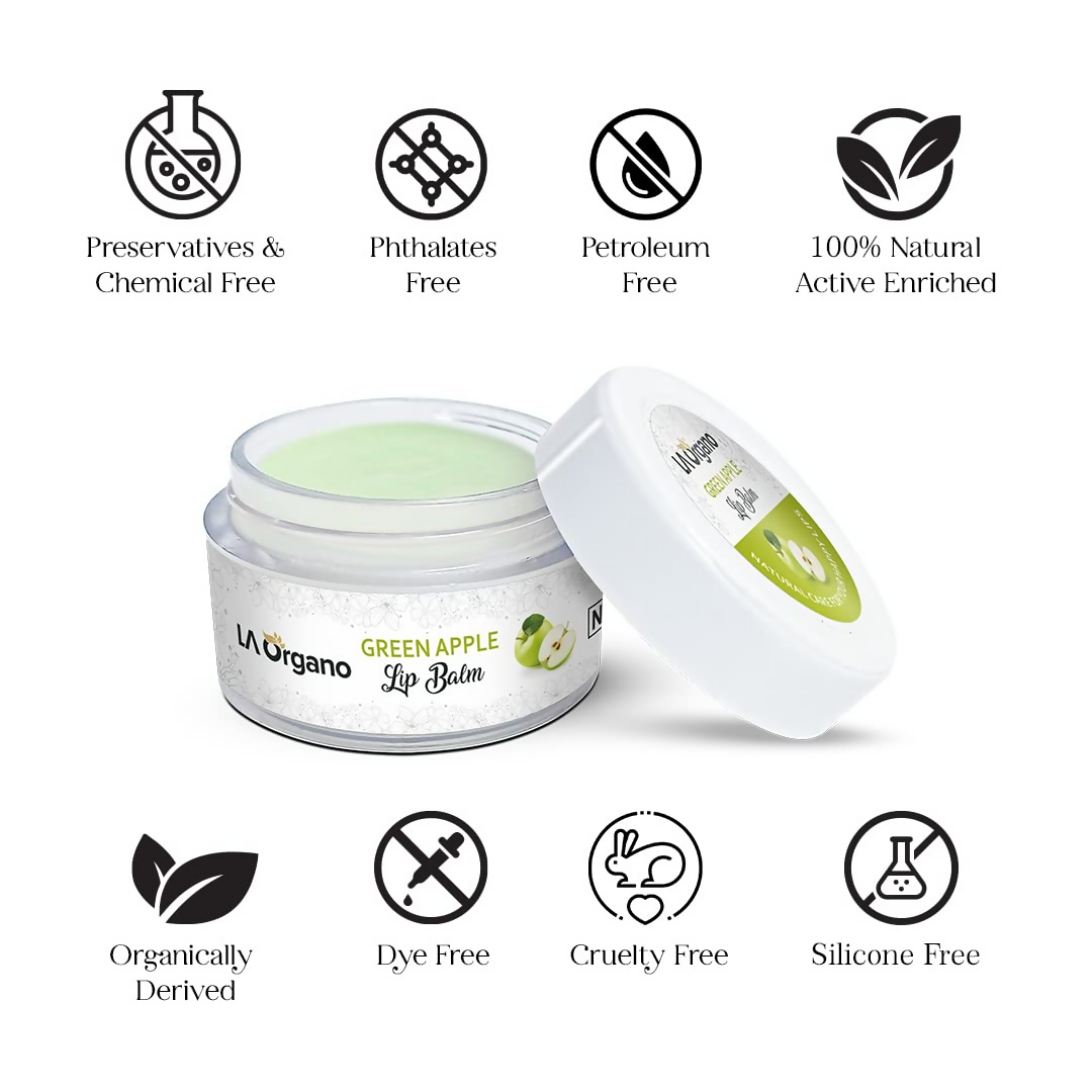 LA Organo Green Apple Lip Balm For Dry Chapped Lips | Grocsy