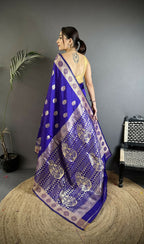 Joban Fashion Purple Paisley Soft Silk Banarasi Saree | Grocsy