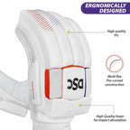 DSC Krunch 7.0 Men's Leather Right Hand Cricket Batting Gloves - Size Small (White Orange) | Grocsy