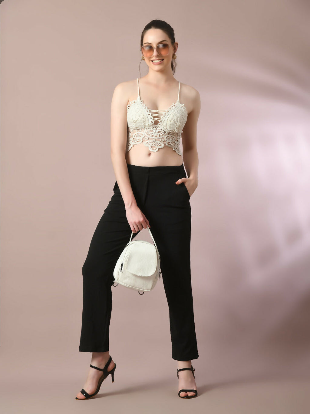 Myshka Women'sBlack Solid Party Straight Trousers | Grocsy