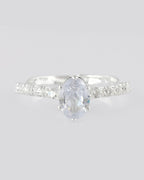 VOJ white CZ-detail Stainless Steel Cubic Zirconia Silver Plated Adjustable Finger Ring | Grocsy