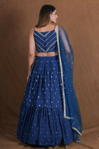 Teal Blue Georgette Sequence Work Lehenga Choli - Jihu Culture | Grocsy
