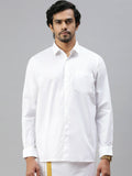 Ramraj Cotton Mens Full Sleeve Formal Poly Cotton White Shirt | Grocsy