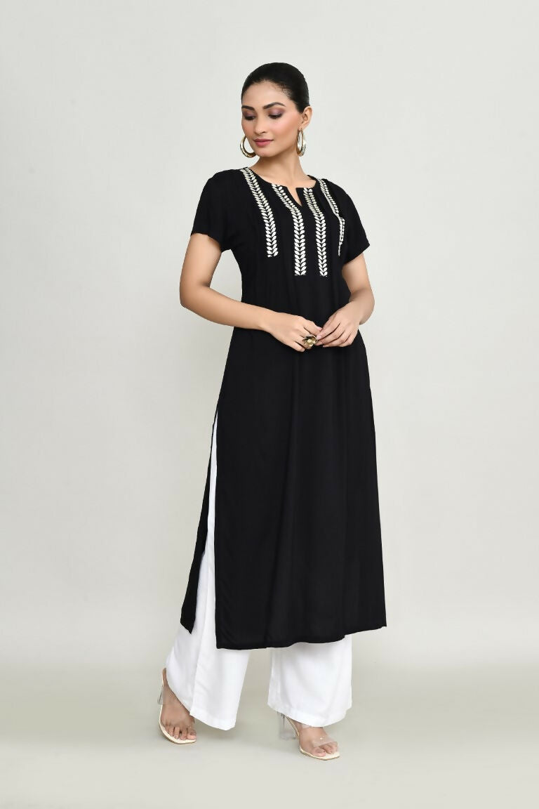 Joban Fashion Black Rayon Kurta Set | Grocsy