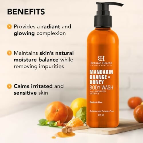 Botanic Hearth Mandarin Orange & Honey Body Wash with Lemon Peel Extract For a Radiant Glow | Grocsy