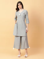 Joban Fashion Grey Cotton Khatha & Hand Work Co-ord Set | Grocsy