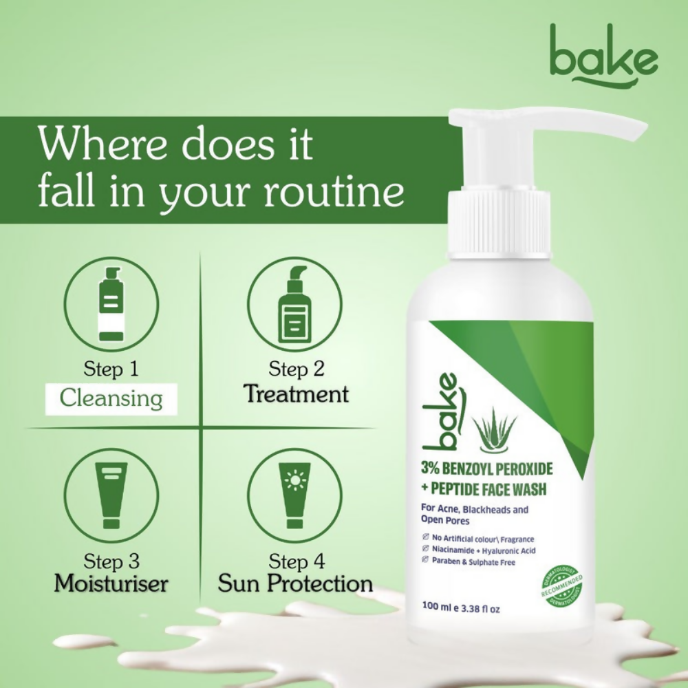 Bake 3% Benzoyl Peroxide Face Wash with Peptides | Grocsy