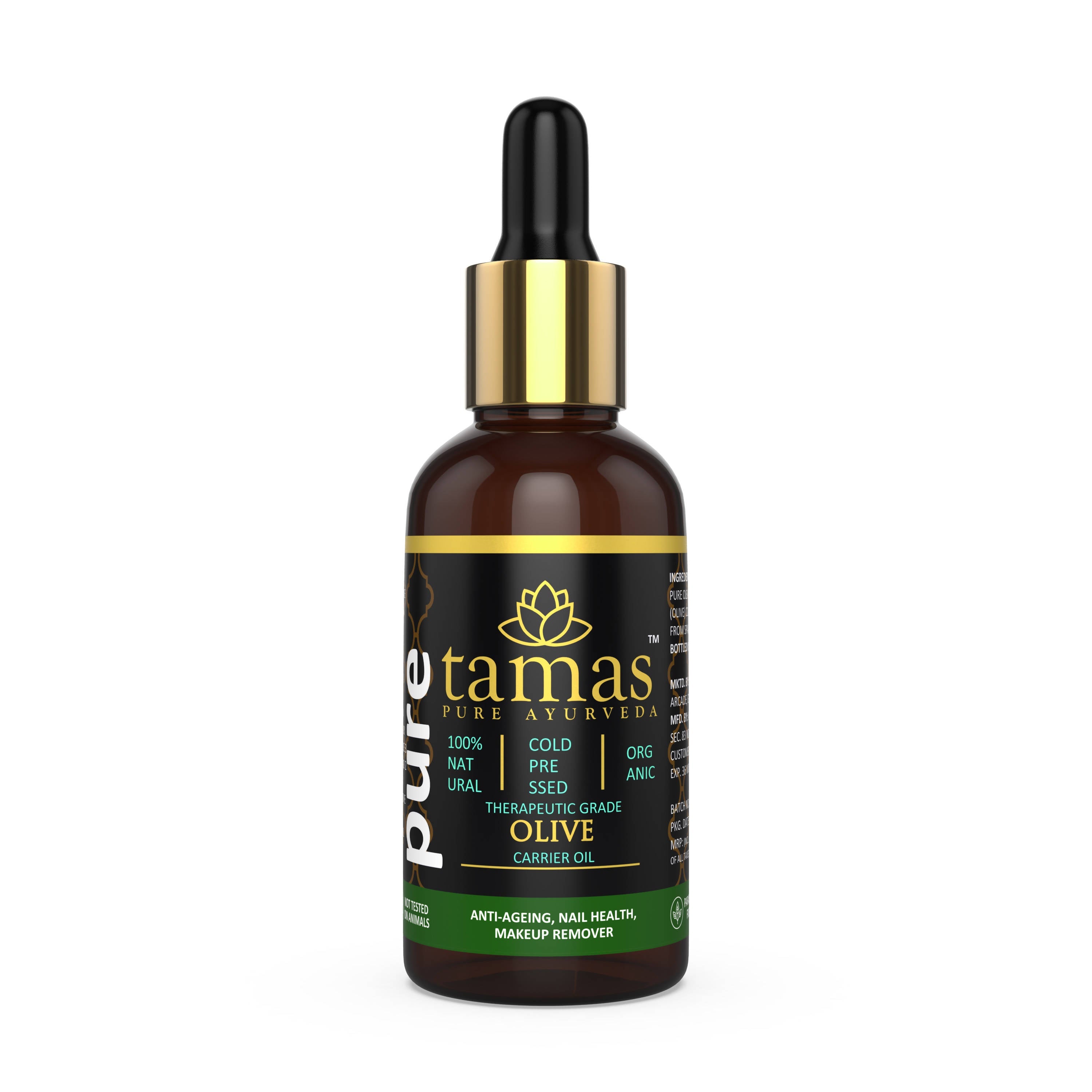 Tamas Pure Ayurveda 100% Organic Olive Cold-Pressed Carrier Oil - USDA Certified Organic | Grocsy