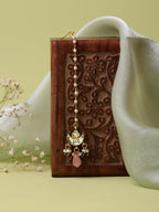 Ruby Raang Gold Polished Pink Kundan Maang Tikka | Grocsy