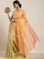 Multicolor Organza Printed Saree With Blouse Piece - Nivaa | Grocsy