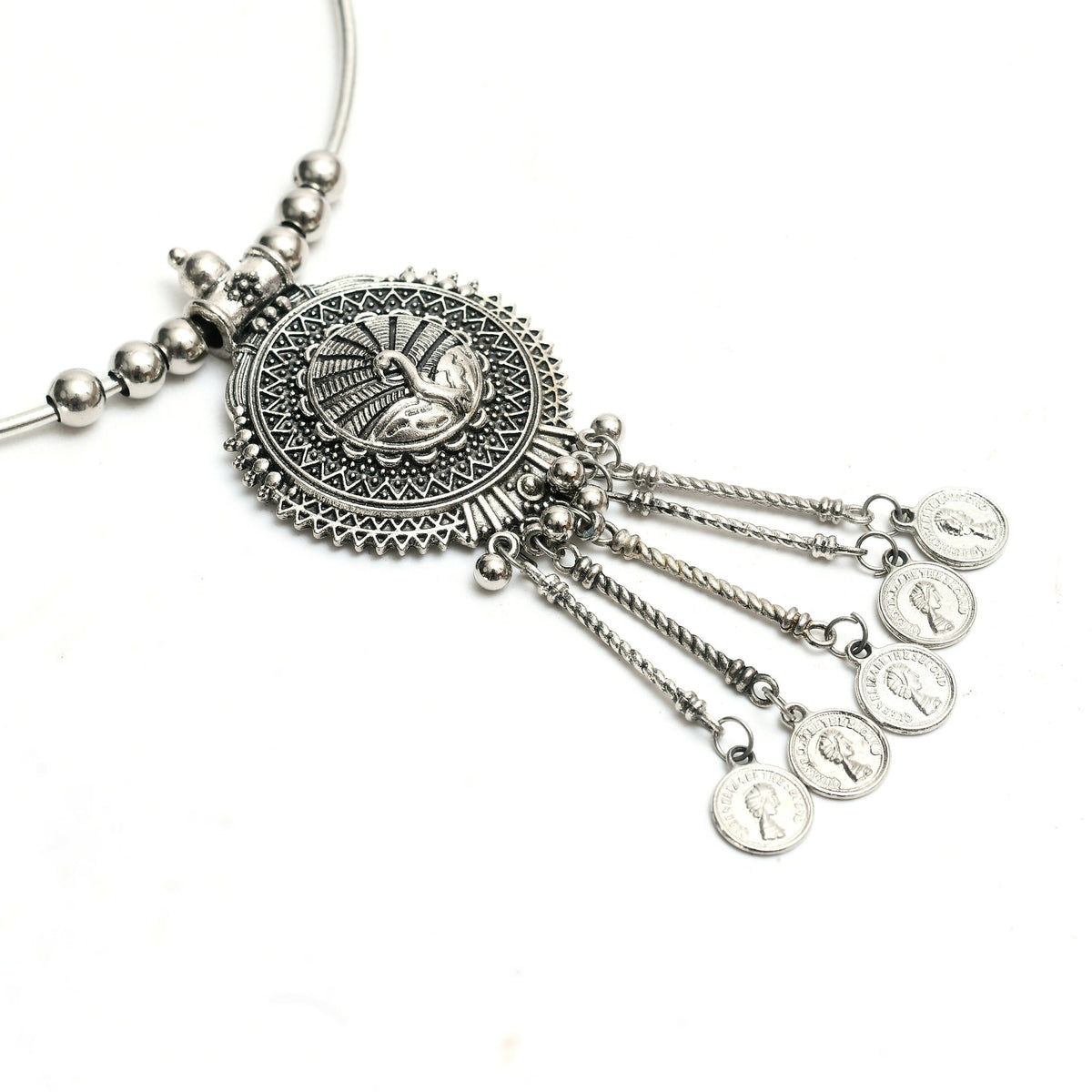 Mominos Fashion Johar Kamal Oxidised Silver-Plated Hasli Design Necklace Choker For Women | Grocsy