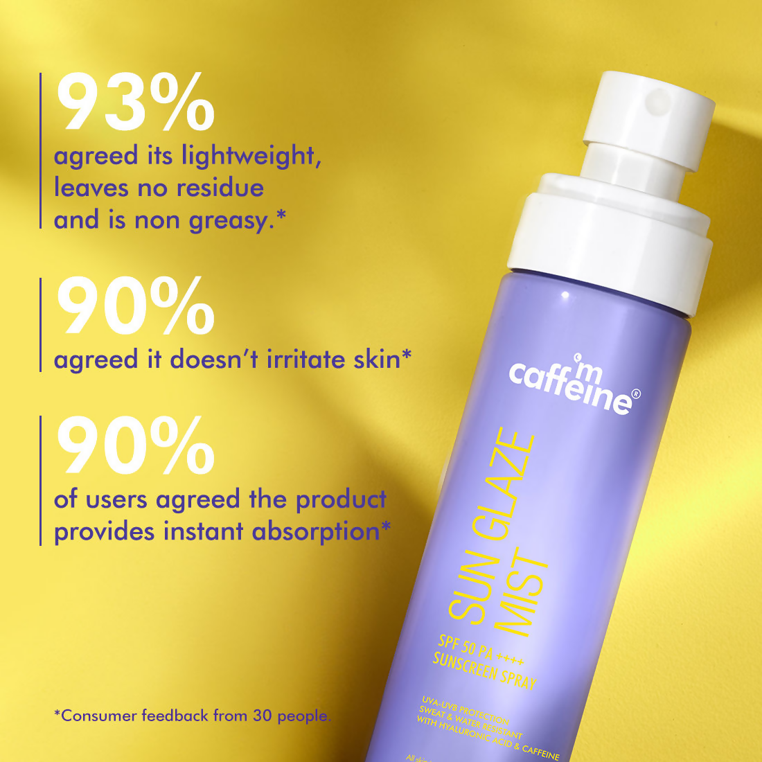 mCaffeine Sun Glaze SPF 50 PA++++ Face Sunscreen Spray | Grocsy