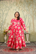 Jyoti Fashion Women's Pink Rayon Floral Print with Sequins Designer Anarkali Set | Grocsy