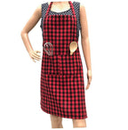 Pixel Home Cotton Apron Check Kitchen-Red Checked | Grocsy