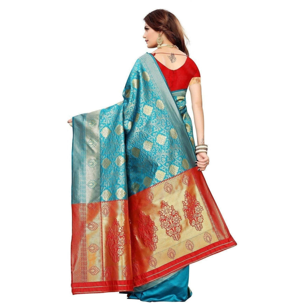 Vamika Banarasi Jaquard Rama Green Weaving Saree (BANARASI 06) | Grocsy