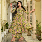 PartyWear Designer Golden Yellow Pure Maslin Palazzo Suit - Anbazaar | Grocsy