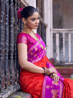 Shree Shyam Fashion Red Soft Silk Saree | Grocsy