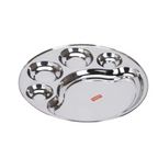 Sumeet Stainless Steel Round 5 in 1 Compartment Lunch/Dinner Plate - Big | Grocsy