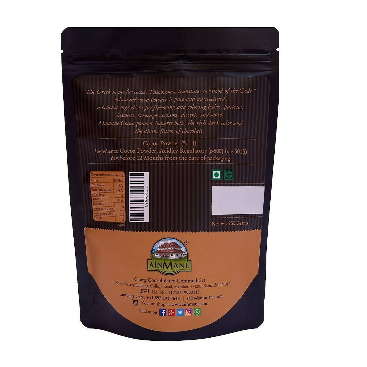 Ainmane Fine Dark Cocoa Powder | Grocsy