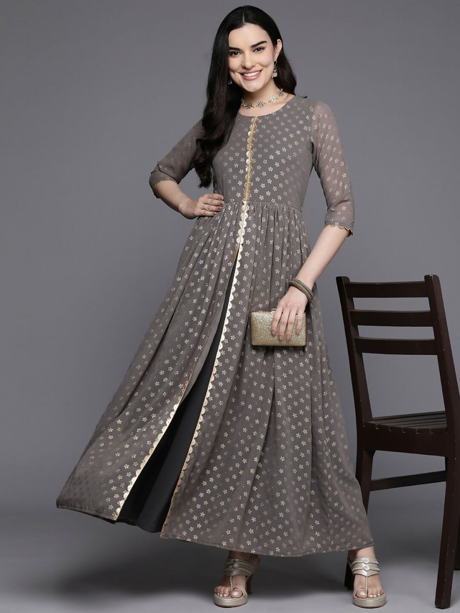 Ahalyaa Women's Traditional wear Kurta Set - Grey | Grocsy