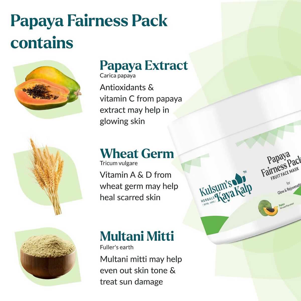 Kulsum's Kaya Kalp Papaya Fairness Pack For Glow & Rejuvenation | Grocsy
