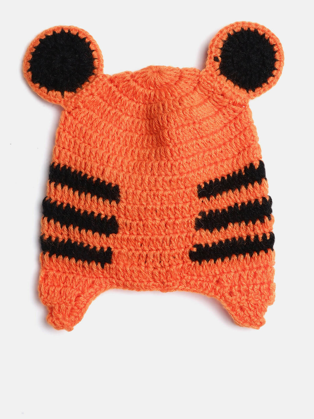 Chutput Kids Woollen Hand Knitted Tiger Face Detailed Cap - Orange | Grocsy