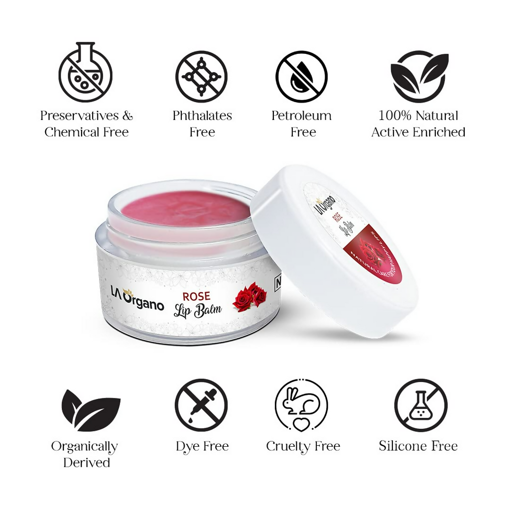 LA Organo Rose Lip Balm For Dry Chapped Lips | Grocsy