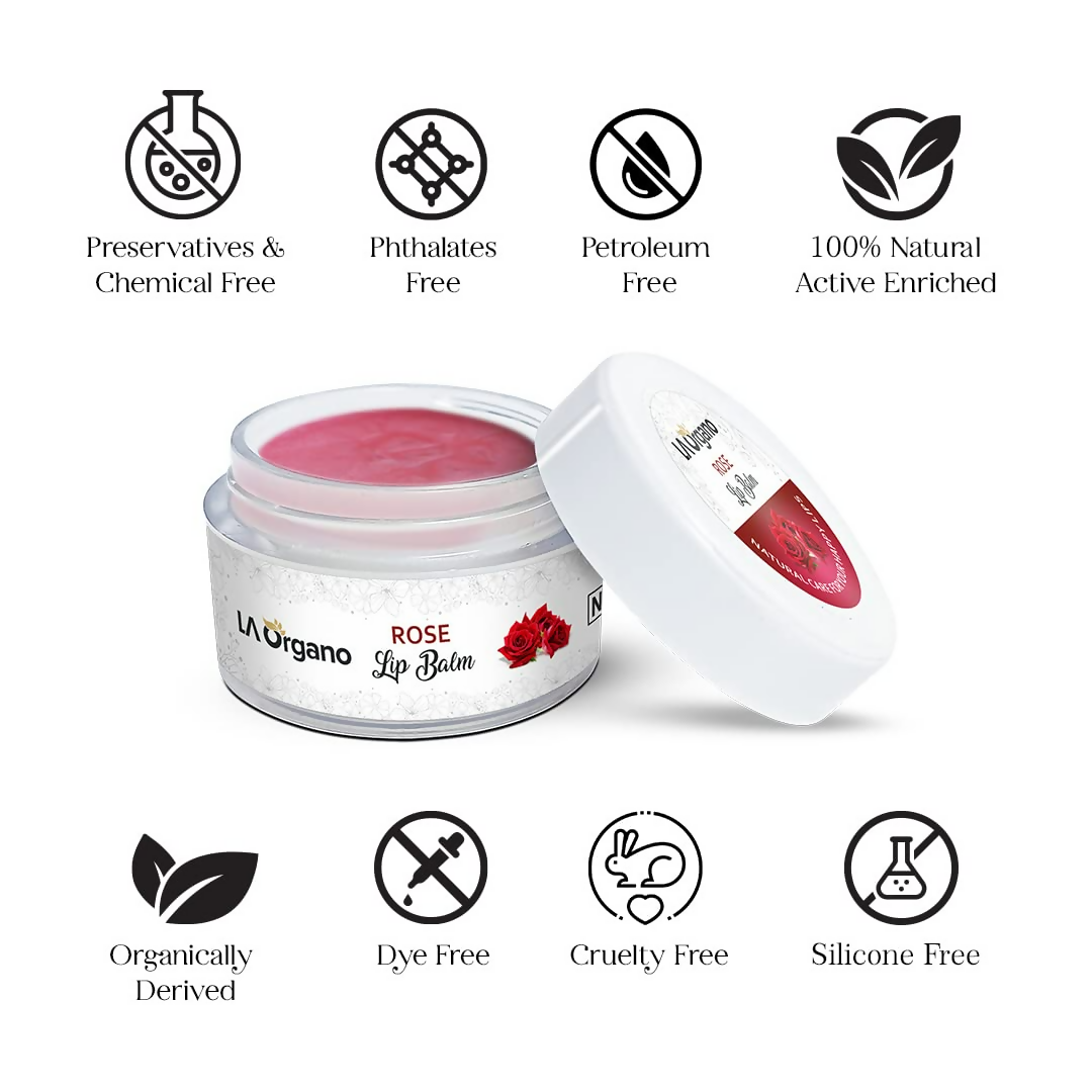 LA Organo Rose Lip Balm For Dry Chapped Lips | Grocsy
