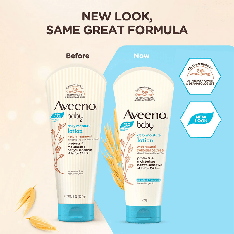 Aveeno Baby Daily Moisture Lotion, Oatmeal Face & Body Moisturizer for Dry, Itchy & Sensitive Skin | Grocsy