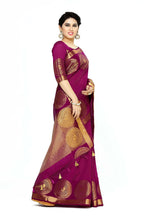Mimosa Women's Purple Tussar Silk Banarasi Saree | Grocsy